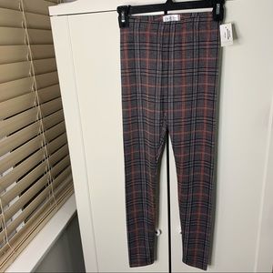 NWT Tilly’s White Fawn Thin Plaid Stretch Leggings